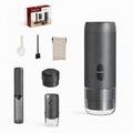 Portable Wireless Espresso Maker Set - USB Rechargeable Coffee Maker (Capsule + Ground Coffee) with Grinder for Outdoor, Travel and Car